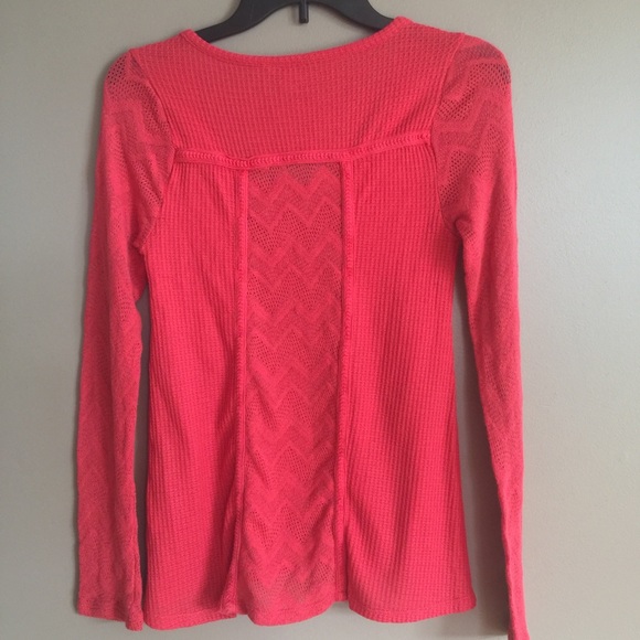Lucky Brand burnt orange thermal long sleeve top - Picture 3 of 8